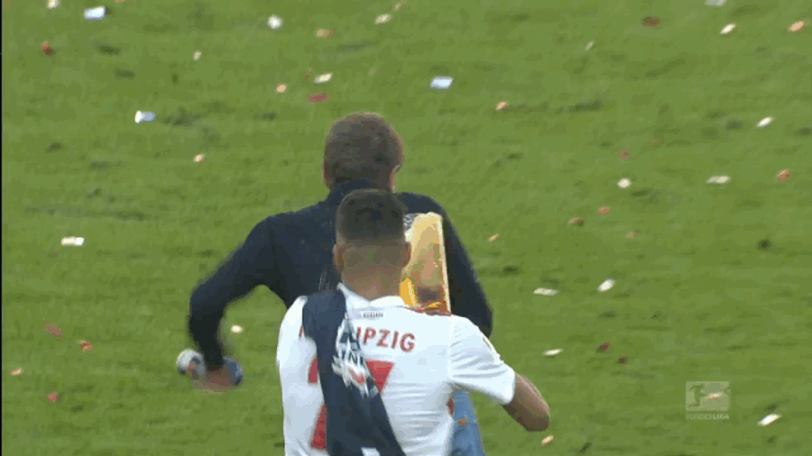 Coach Pulls Hammy Trying To Run Away From Celebratory Beer Shower