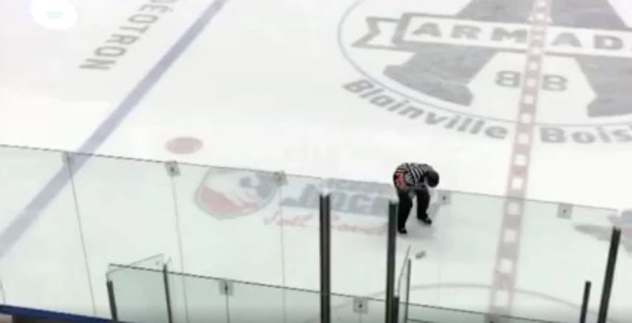 Hockey Player's Brother Hits Referee In Dick And Balls With Can