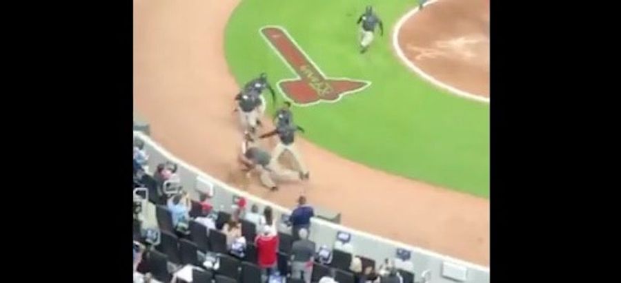 Idiot On The Field Runs Himself Into A Corner, Gets Leveled