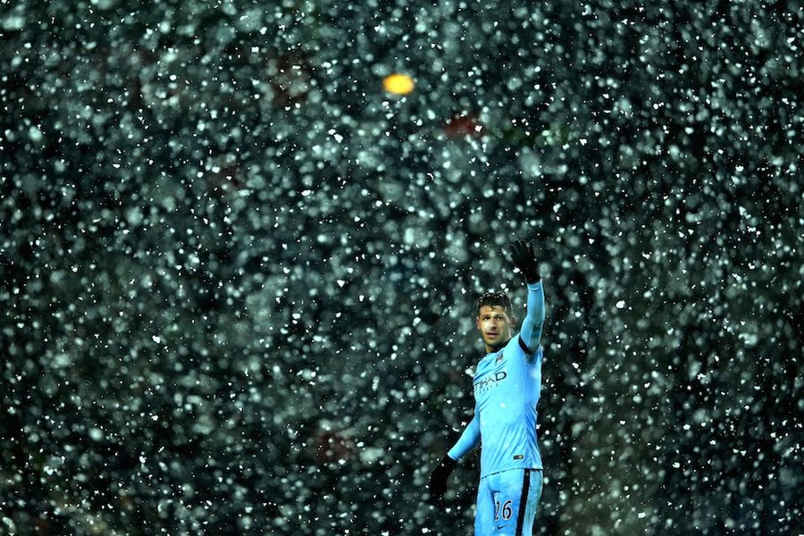 West Brom And Manchester City Played In A Real-Life Snow Globe Today