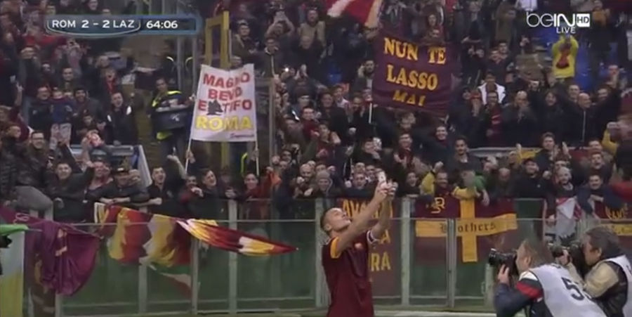 Francesco Totti Scores With Flying Kung Fu Kick, Celebrates With Selfie