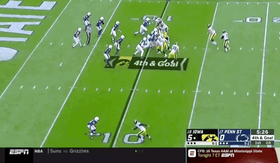 Iowa's Punter Connects With A Walk-On Defensive End For This Fat Man Touchdown