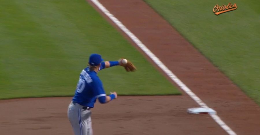Joey Rickard Teleports A Hit Right Through Josh Donaldson's Glove