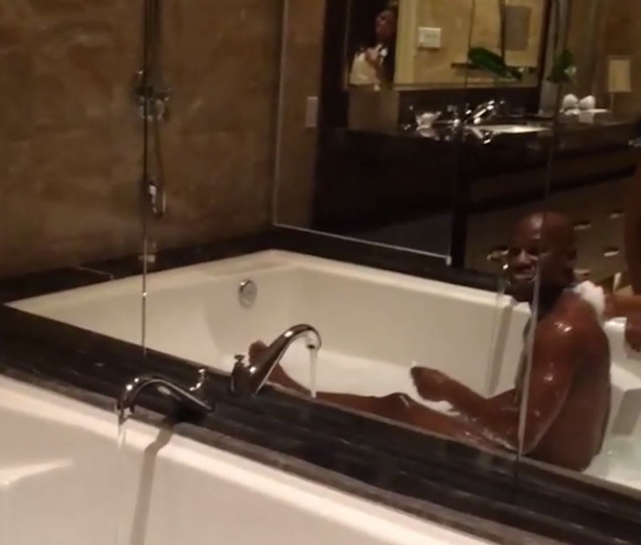 Here's An Odd Video Of Someone Bathing Floyd Mayweather